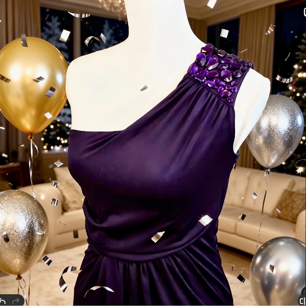 Apollo Deep Purple One Shoulder Special Occasion, Prom, Cocktail, Dress